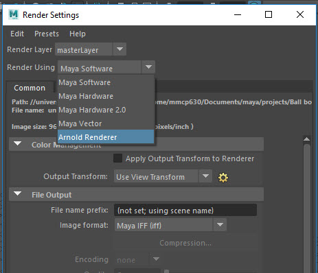 Enabling The Arnold Render Utility In Maya It Services University Of Derby